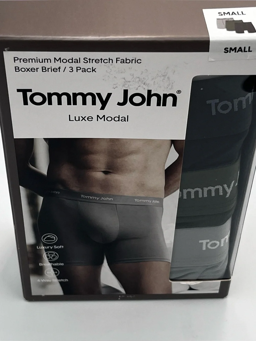 Tommy John Luxe Modal 3-Pack Boxer Briefs - Black, Green,Gray Men’s Size Small